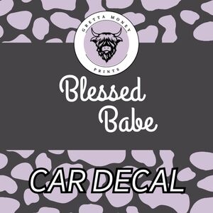 Blessed Babe Thin Handwriting Font Car Decal